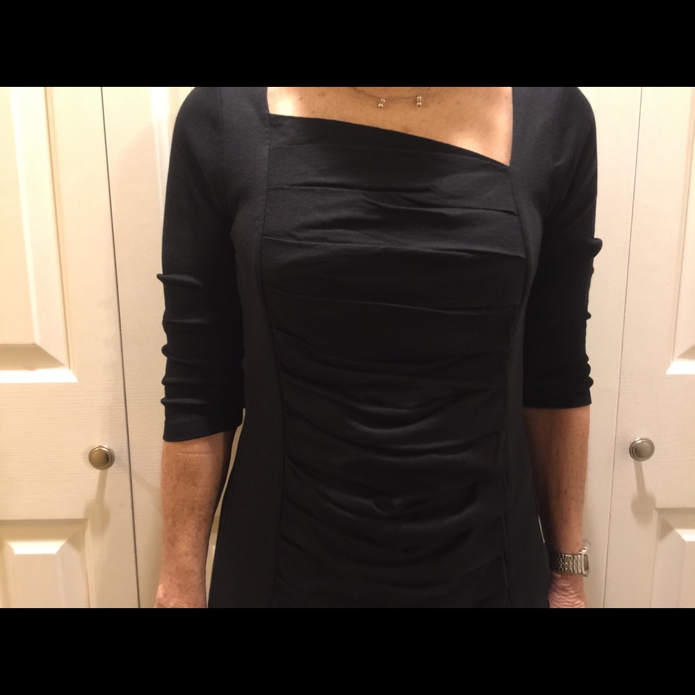 Women’s black square neck 3/4 sleeve blouse